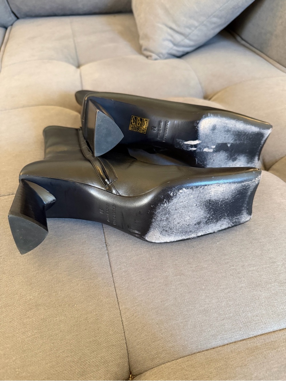 Balenciaga Black Leather Ankle Zip Booties - Picture 3 of 6